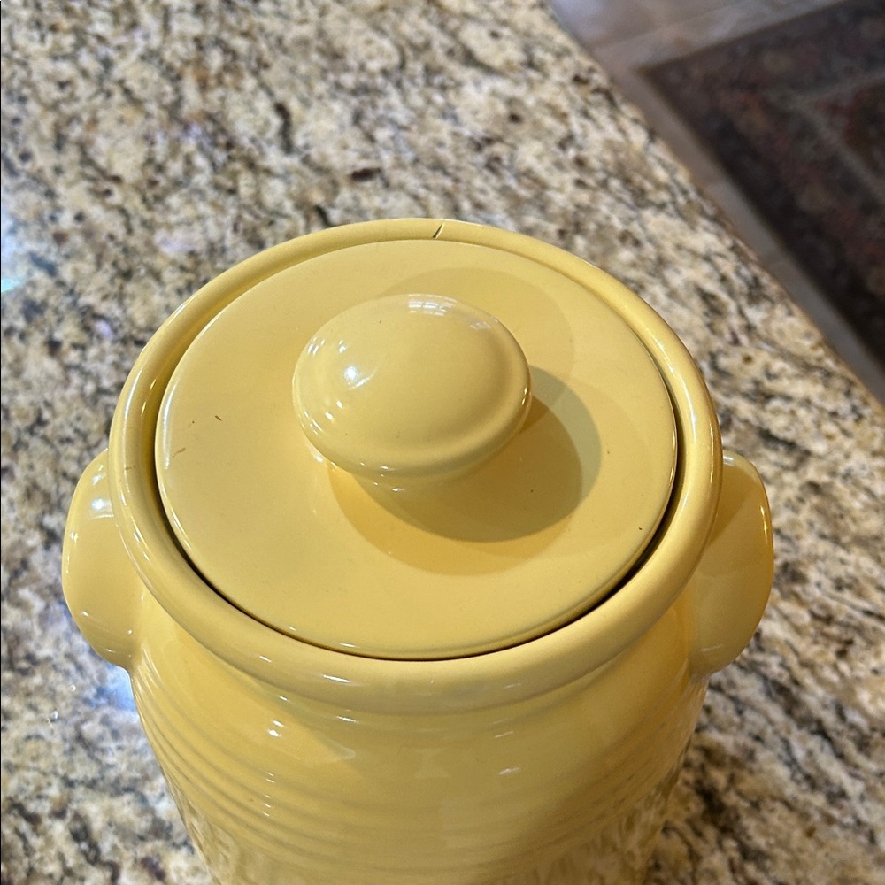 Gibson Houseware Large Yellow Ceramic Jar with Lid - Microwave & Dishwasher Safe - Picture 4 of 14